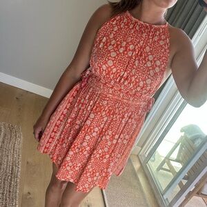Floral Halter Neck Dress in Red